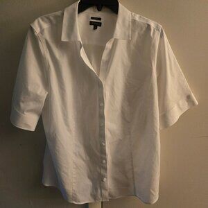Talbots White Button-Down Blouse – Size 16 (Runs Small)